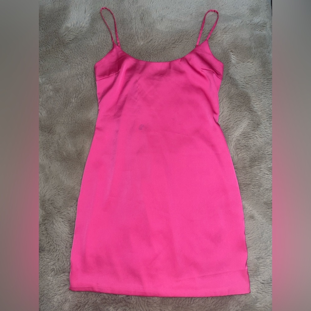 Oh Polly Fuchsia Satin Mini Dress